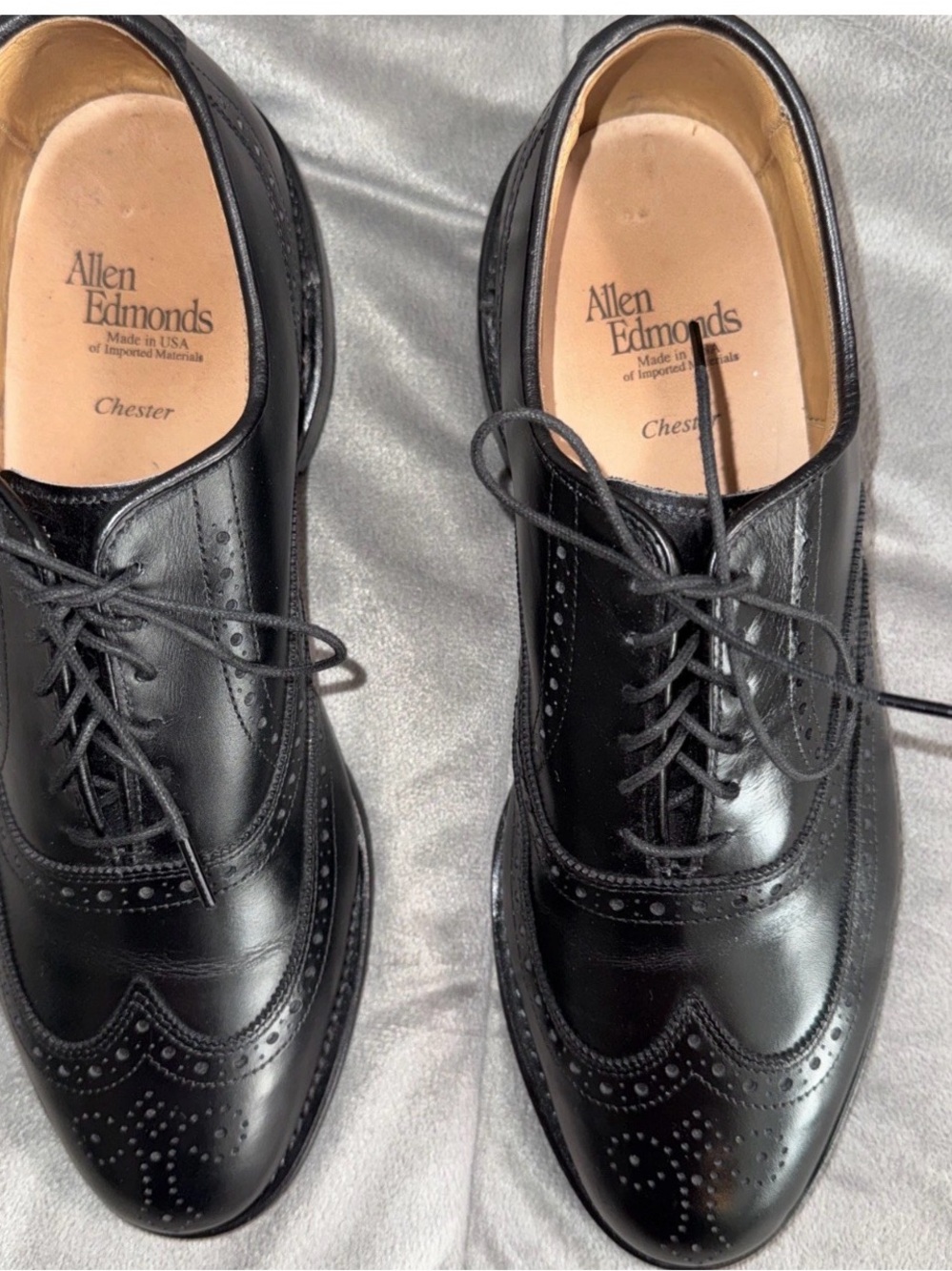 Allen Edmonds men’s designer formal Black Leather Wingtip Derby Oxfords Sz 7D
